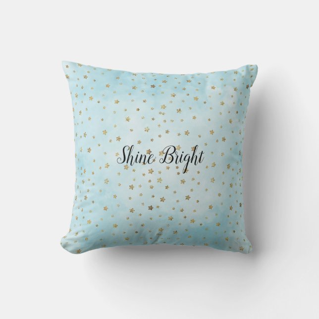 Coussin Les étoiles d'or bleu Aqua (Recto)