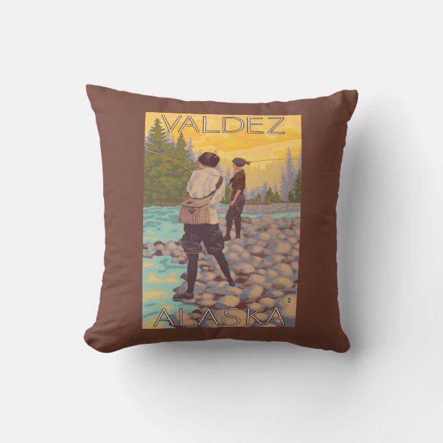 Coussin Les femmes pilotent la pêche - Valdez, Alaska (Recto)