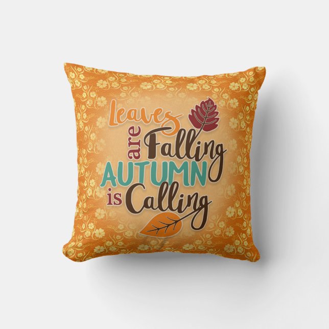 Coussin Les feuilles tombent, l'automne appelle Orange (Recto)