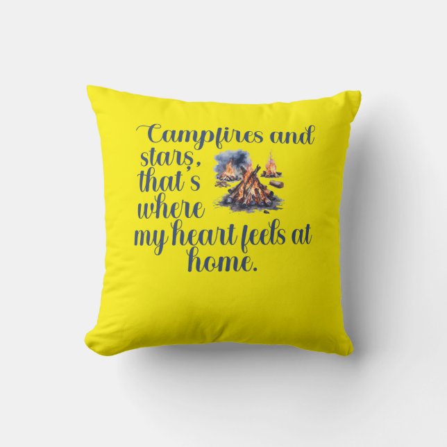 Coussin Les feux de camp et les étoiles, c'est là que mon  (Recto)