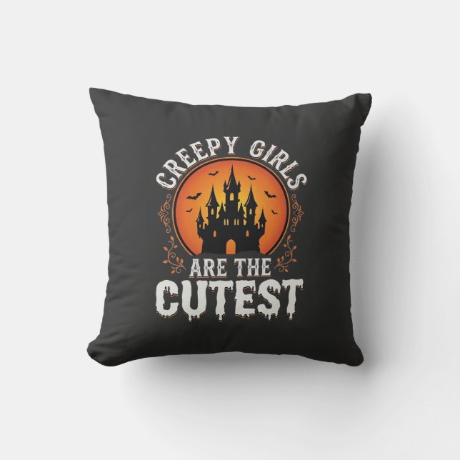 Coussin Les Filles Flippantes Sont Le Design De Halloween  (Recto)