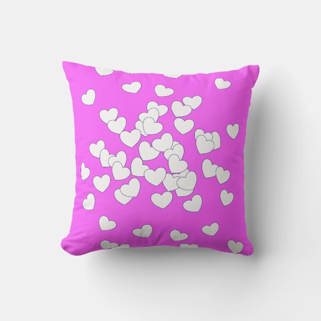 Coussin Les filles, les coeurs roses et blancs en grève (Recto)