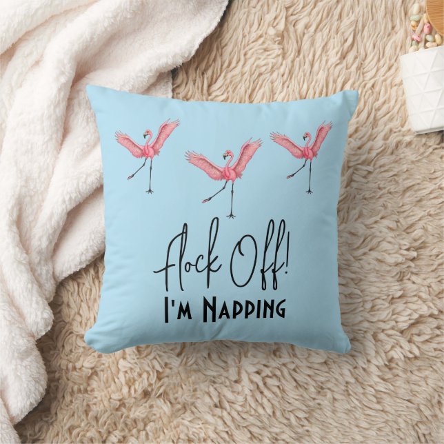Coussin Les Flamants roses s'envolent Je fais la sieste dr (Couverture)