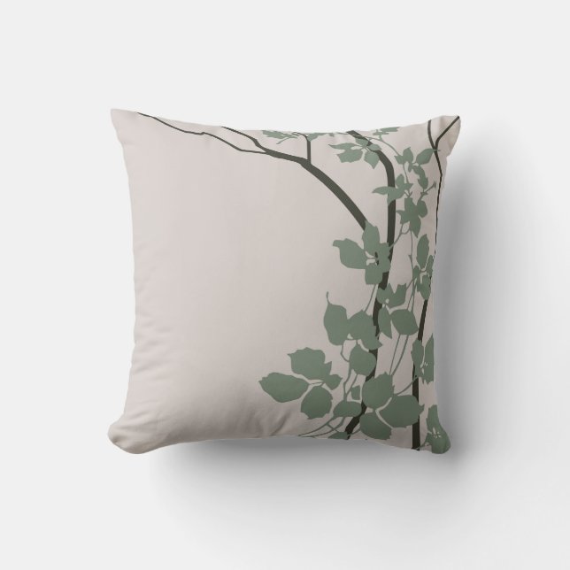 Coussin Les fleurs de cerisiers de Bella| brouillard jade  (Recto)