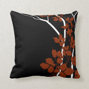 Coussin Les fleurs de cerisiers de Bella  noir brique roug