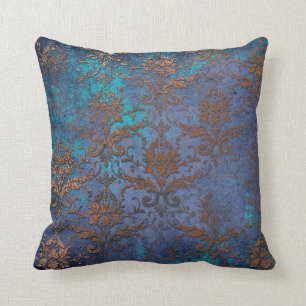 Coussin Les fleurs de défilement de Patina sur le violet
