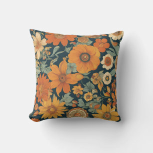 Coussin Les fleurs du coucher de soleil : Orange Floral de