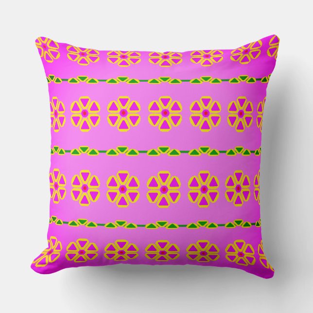 Coussin Les Fleurs du Triangle Pourpre et Vert (Recto)