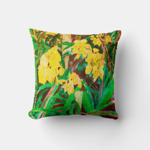 Coussin Les fleurs jaunes lancent l'oreiller