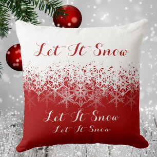 Coussin Les flocons rouges et blancs, laissez-le neiger,