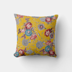 Coussin Les Glories du matin fleurissent sur le jaune mout