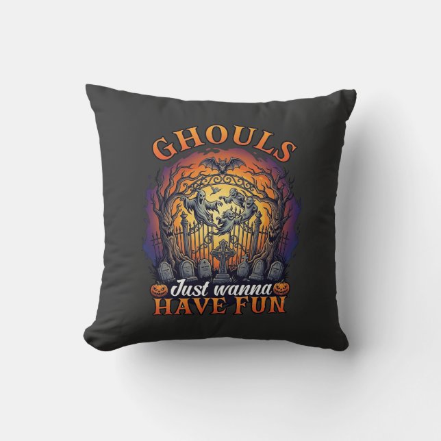 Coussin Les goules veulent juste s'amuser Fantômes Cimetiè (Recto)