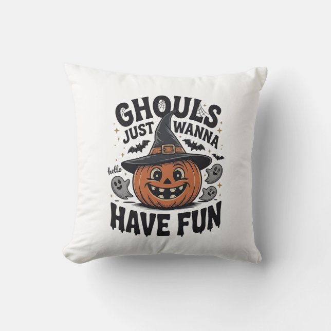 Coussin Les goules veulent juste s'amuser Halloween Citrou (Recto)