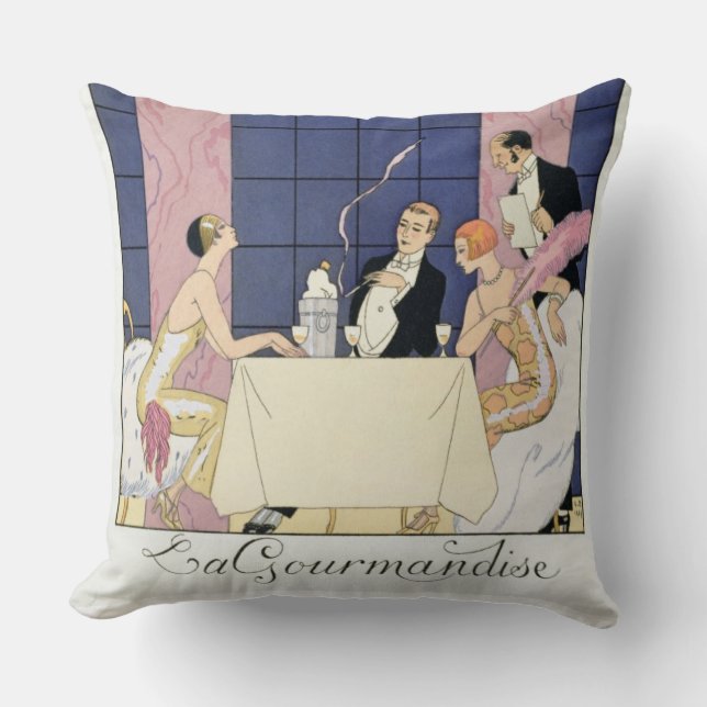 Coussin Les gourmands, 1920-30 (copie de pochoir) (Recto)