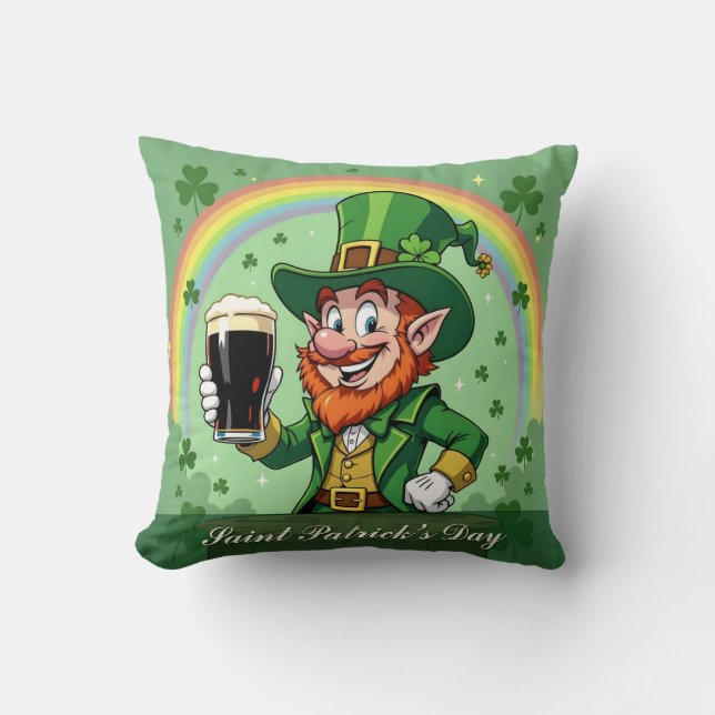 Coussin Les Joies du Leprechaun sous l'Arc-en-Ciel (Recto)