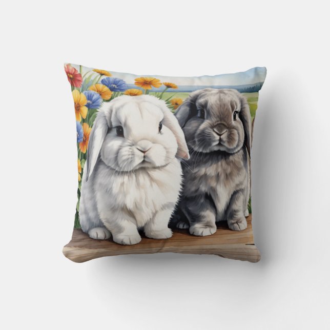 Coussin Les Lapins Parlent Le Lapin Accumulé Lop (Recto)