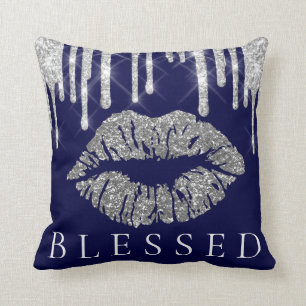 Coussin Les lèvres de baiser Les gouttes de gris argenté