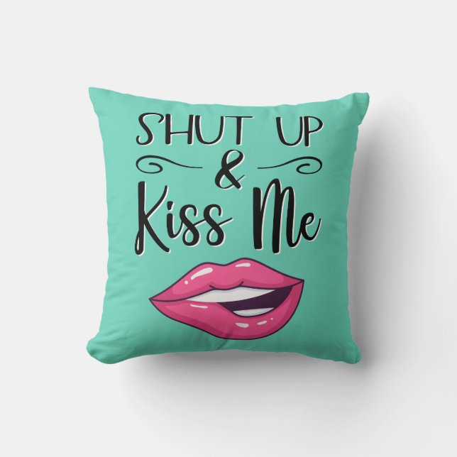 Coussin Les lèvres du dessin animé Magenta Tais-toi et emb (Recto)