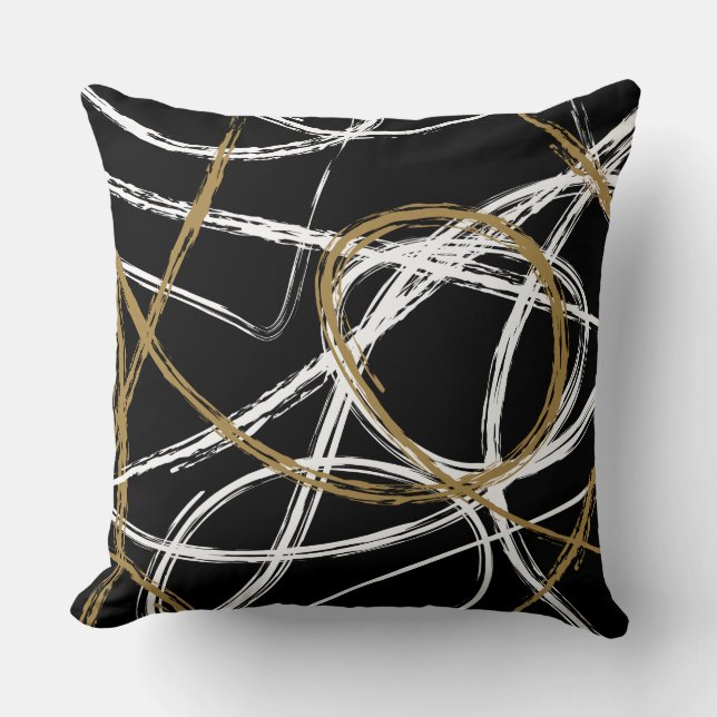 Coussin les LIGNES NOIRES bronzages CONÇOIVENT le rétro (Recto)