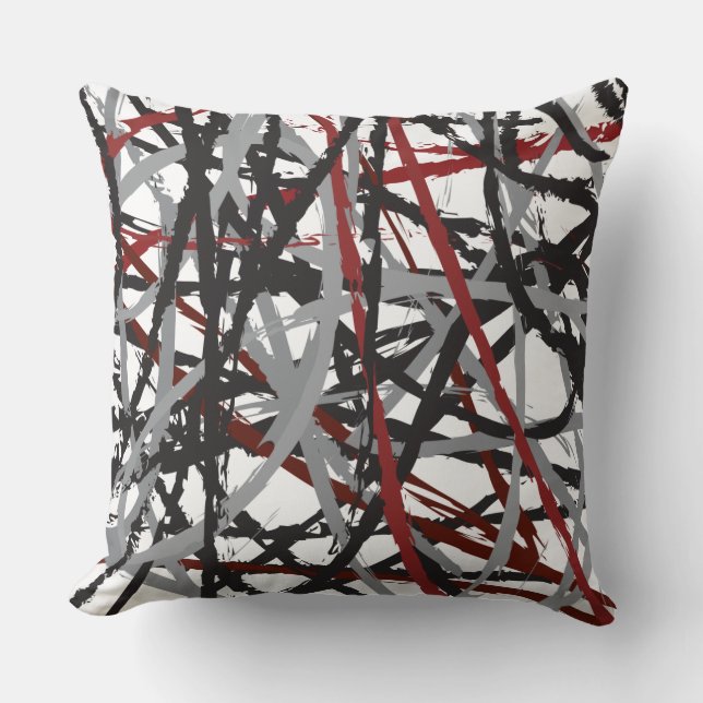 Coussin Les LIGNES NOIRES ROUGES CONÇOIVENT le rétro (Recto)