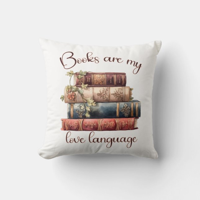 Coussin Les livres sont mon langage de l'amour (Recto)