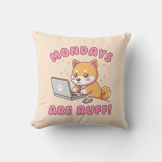 Coussin Les lundis sont durs - Chien Shiba Inu mignon Pun