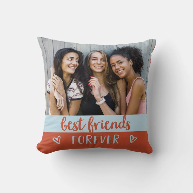 Coussin Les meilleurs amis| Blocage couleur orange rouge 2 (Recto)