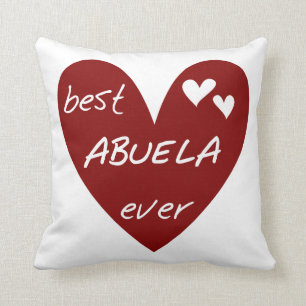 Coussin Les meilleurs cadeaux d'Abuela de coeur rouge