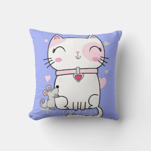Coussin Les Meilleurs Jours Sont Meow Jours Loin Rose Meow