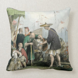 Coussin Les négociants chinois de chat, de 'Chine dans une