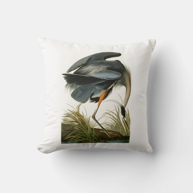 Coussin Les oiseaux de John Audubon de héron de grand bleu (Recto)