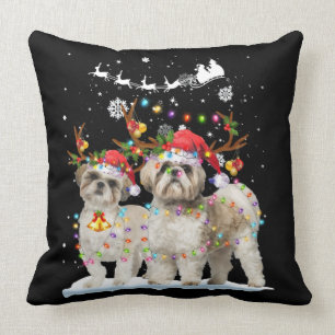 Coussin Les ornements de Noël légers de Shih Tzu Reindee
