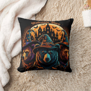Coussin Les ours d'Halloween en casquette fêtent !