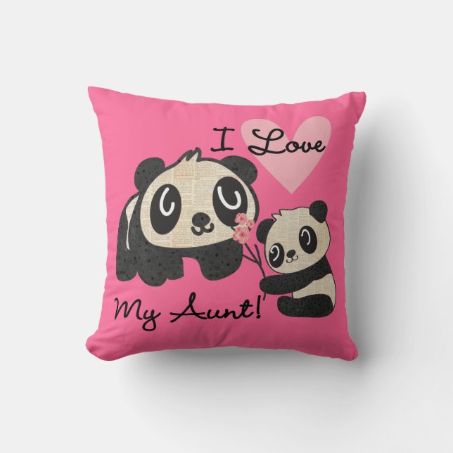 Coussin Les pandas I aiment ma tante (Recto)