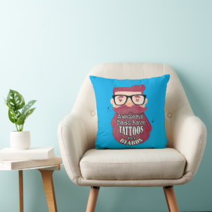 Coussin Les papas géniaux ont des tatouages et des ours