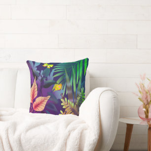 Coussin Les papillons vert et jaune de la jungle jettent l