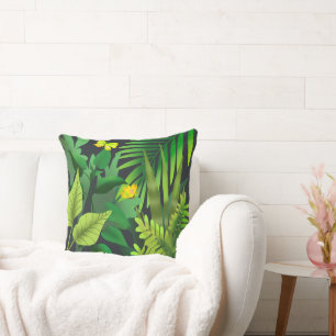 Coussin Les papillons vert et jaune de la jungle jettent l