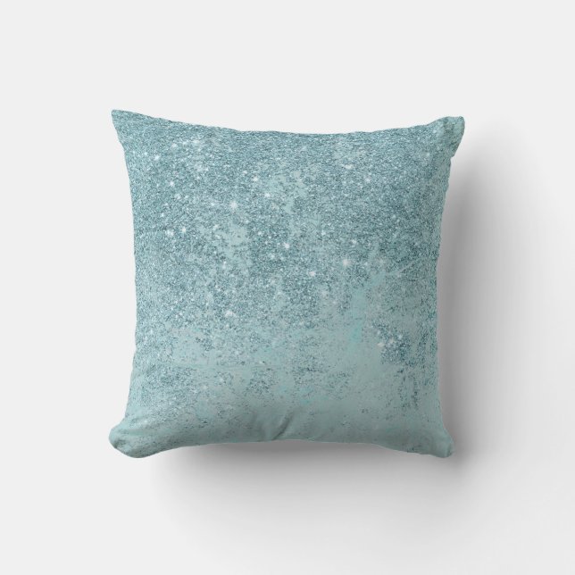 Coussin Les parties scintillantes turquoises abstraites (Recto)