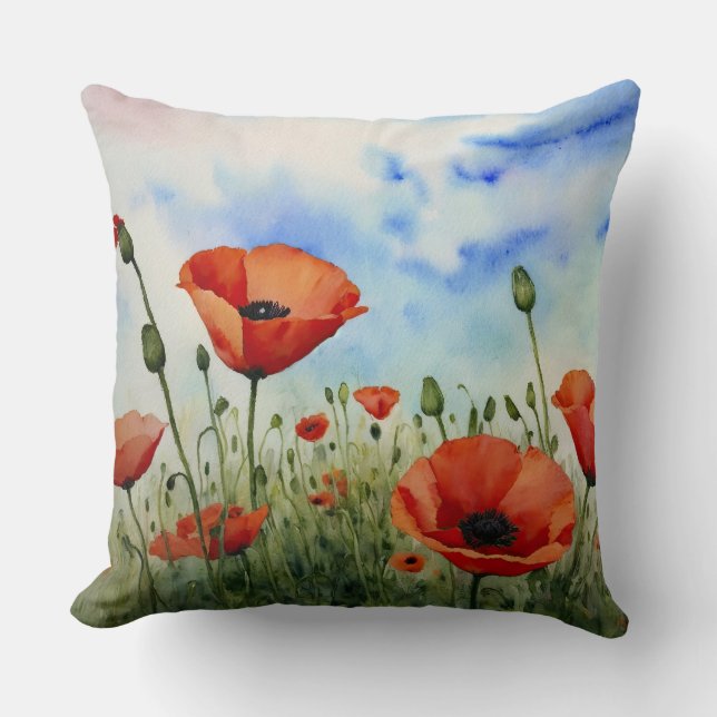 Coussin Les pavots dans le champ (Recto)