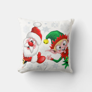 Coussin Les personnages de Noël de père Noël et Elf