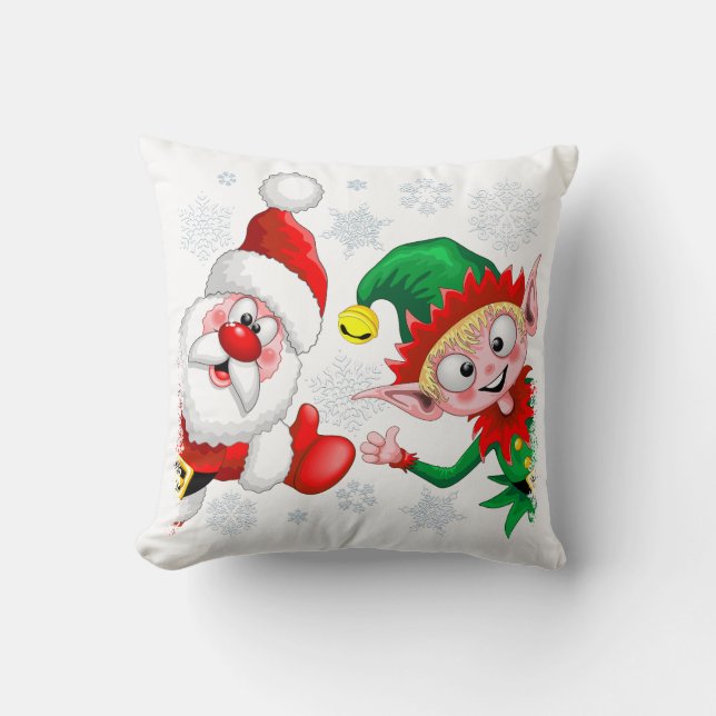 Coussin Les personnages de Noël de père Noël et Elf (Recto)