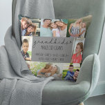 Coussin Les petits font la vie Grand 8 Photo Grey Custom<br><div class="desc">Ajoutez tous les noms des petits-enfants à ce coussin photo personnalisé. "Les petits-enfants font grandir la vie" est écrit en caractères décontractés manuscrits et maigres. Le modèle photo est prêt pour vous à ajouter les noms des petits-enfants et 8 de vos photos préférées, qui sont affichés en formats carré /...</div>