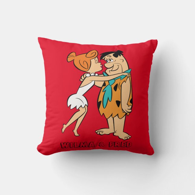 Coussin Les Pierrafeu | Wilma Kissing Fred (Recto)