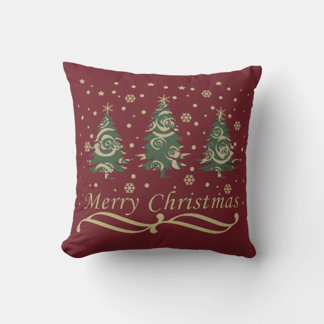 Coussin Les pins de Noël modernes décorés (Recto)