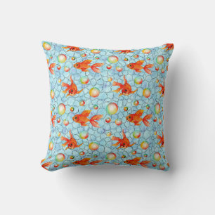 Coussin les poissons d'or et les bulles de savon