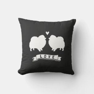 Coussin Les Poméraniens aiment - Silhouettes de chiens ave