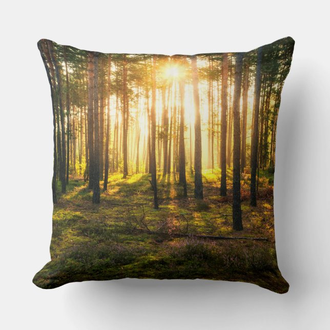 Coussin Les poutres du soleil brille dans la pinède (Recto)