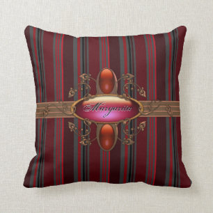 Coussin Les rayures gothiques en rouge ont personnalisé l