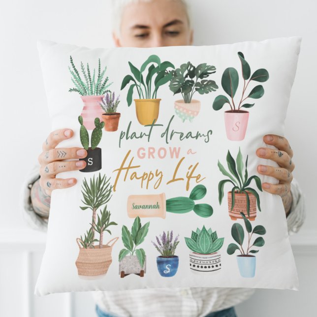 Coussin Les rêves de plante grandir une vie heureuse fou P (Créateur téléchargé)