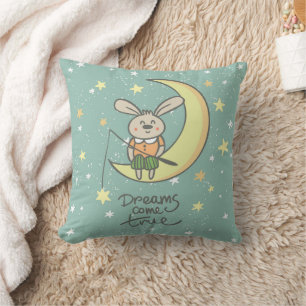 Coussin Les rêves deviennent réalité Lapin sur la Lune